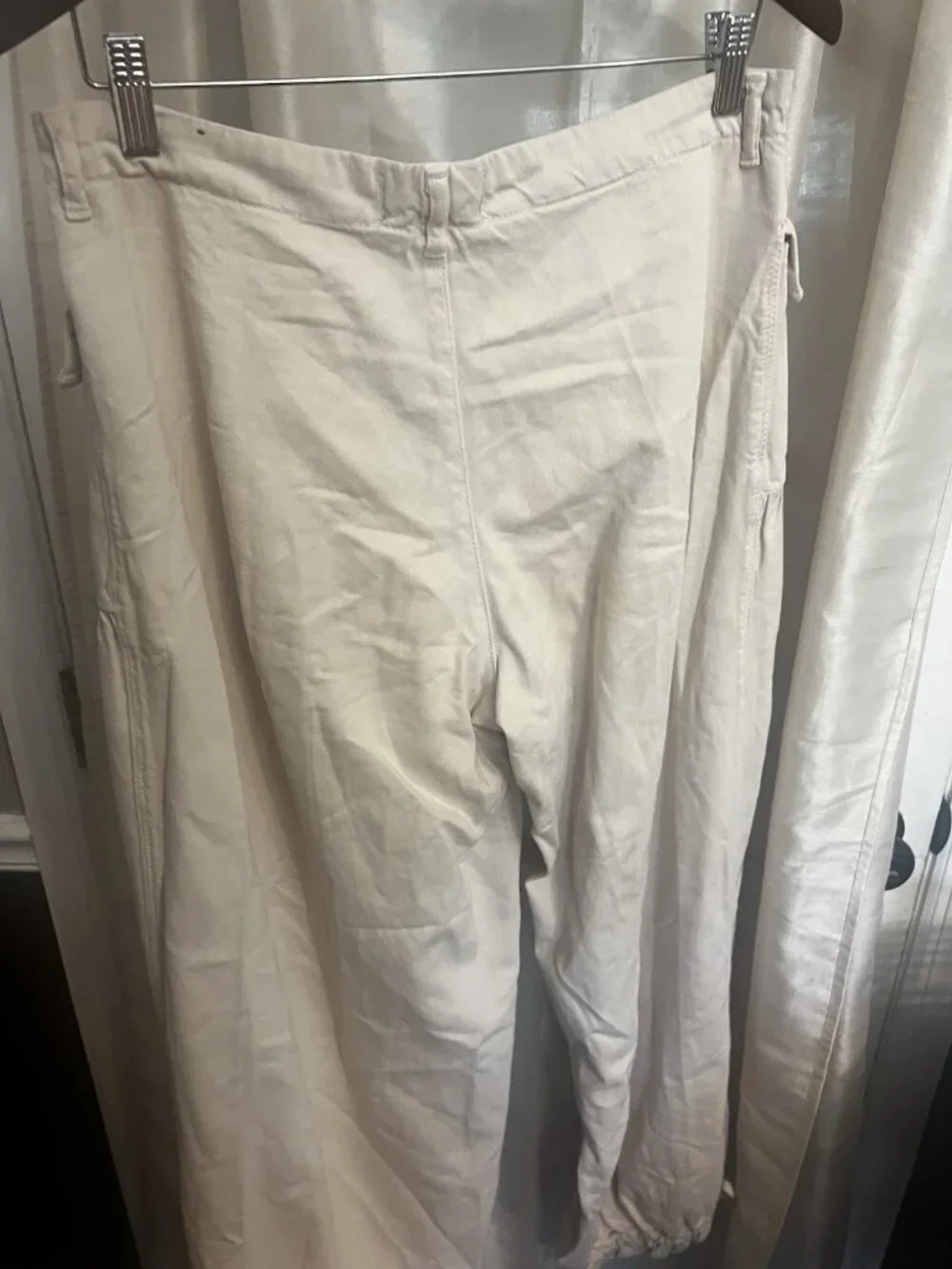 Free People Lotus Parachute Pants Almond Milk Boho Denim Pants Size 30.    H